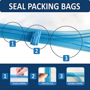 15 Compression Bags for Travel, Roll Up Space Saver Bags for Travel, Saves 80% of Storage Space, Travel Compression Bags for Packing & Clothes, No Pump or Vacuum Needed