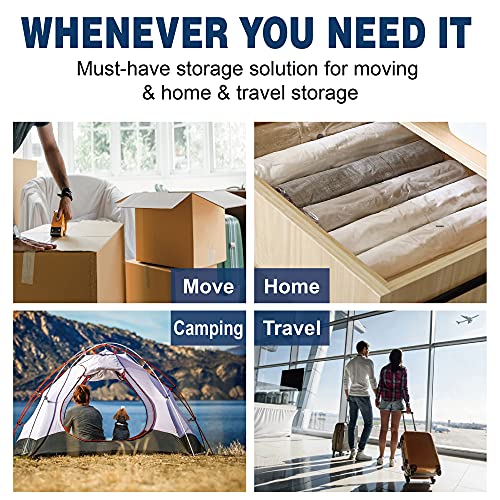 15 Compression Bags for Travel, Roll Up Space Saver Bags for Travel, Saves 80% of Storage Space, Travel Compression Bags for Packing & Clothes, No Pump or Vacuum Needed