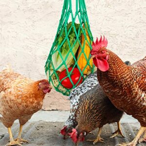 Camidy 4 Pack Chicken Feeding String Bag, Hanging Vegetable Cabbage Feeding Net Bags Snack Treat Feeding Holder Bag with Hook for Chickens Goose Duck Large Birds