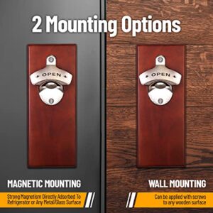 Gifts for Men Dad, Magnetic Bottle Opener - Wall Mounted Beer Opener with Auto-Catch Function - Refrigerator Mount or Install on Brick, Cement, Wood and Metal Wall - Great Gifts for Men Dad Husband