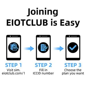 EIOTCLUB Prepaid 4G LTE Cellular SIM Card - No Contract Wireless - USA Compatible with AT&T and T-Mobile Networks for Security and Hunting Trail Game Cameras, GPS Devices- for Data, No Voice & Text