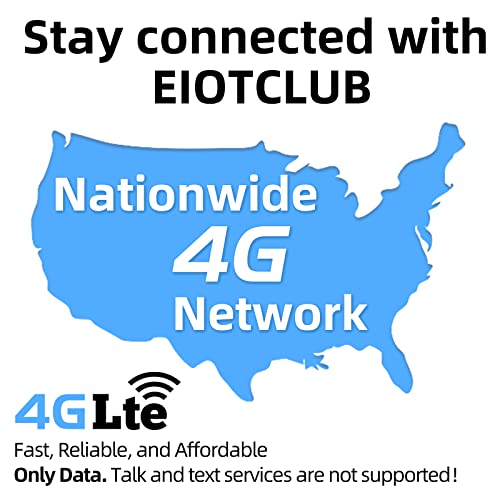 EIOTCLUB Prepaid 4G LTE Cellular SIM Card - No Contract Wireless - USA Compatible with AT&T and T-Mobile Networks for Security and Hunting Trail Game Cameras, GPS Devices- for Data, No Voice & Text