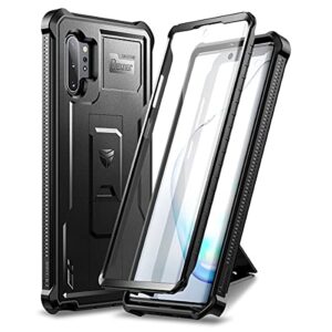 dexnor for samsung galaxy note 10+ plus case, [built in screen protector and kickstand] heavy duty military grade protection shockproof protective cover for samsung galaxy note 10 plus black