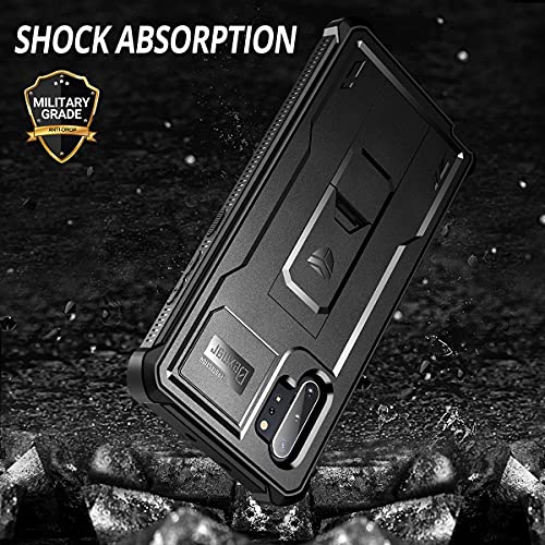 Dexnor for Samsung Galaxy Note 10+ Plus Case, [Built in Screen Protector and Kickstand] Heavy Duty Military Grade Protection Shockproof Protective Cover for Samsung Galaxy Note 10 Plus Black