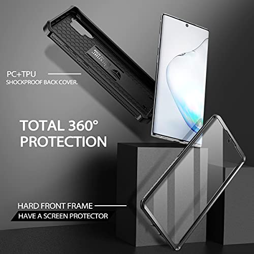 Dexnor for Samsung Galaxy Note 10+ Plus Case, [Built in Screen Protector and Kickstand] Heavy Duty Military Grade Protection Shockproof Protective Cover for Samsung Galaxy Note 10 Plus Black