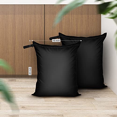 OTraki Travel Laundry Bags 16 x 20 inch Reusable Wet Dry Bag with Handle Water Resistant Heavy Duty Oxford Cloth Bag for Gym Beach Swimsuit Wet Clothes Workout Yoga Black 2 Pack