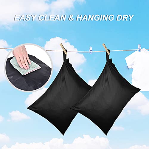 OTraki Travel Laundry Bags 16 x 20 inch Reusable Wet Dry Bag with Handle Water Resistant Heavy Duty Oxford Cloth Bag for Gym Beach Swimsuit Wet Clothes Workout Yoga Black 2 Pack