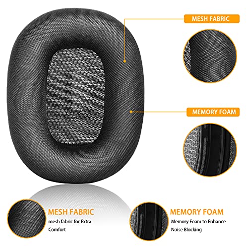 JARMOR Replacement Memory Foam & Mesh Fabric Ear Cushion Pads Cover for Apple AirPods Max Headphone ONLY (Space Gray)