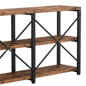 IRONCK Bookshelf Double Wide 47 in 3 Tier, Industrial Bookcases, Wood and Metal Bookshelves, Book Shelves for Home Office Decor Display