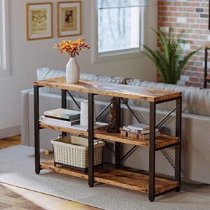 IRONCK Bookshelf Double Wide 47 in 3 Tier, Industrial Bookcases, Wood and Metal Bookshelves, Book Shelves for Home Office Decor Display