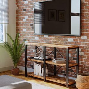 IRONCK Bookshelf Double Wide 47 in 3 Tier, Industrial Bookcases, Wood and Metal Bookshelves, Book Shelves for Home Office Decor Display