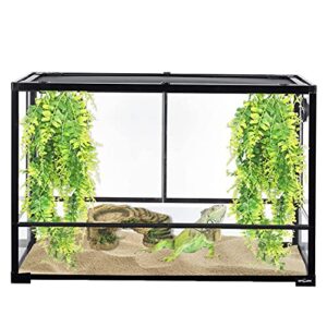 kathson Reptile Plants Hanging Plastic Fake Climbing Terrarium Plant Decor Bearded Dragons Corner Branch Habitat Decorations for Amphibian Lizards Crested Gecko Snake Hermit Crab Frogs (Bamboo) 3Pcs