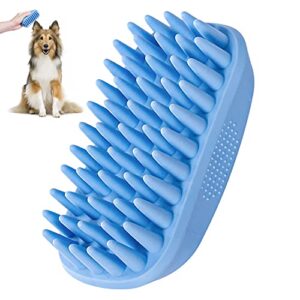 dog bath brush,rubber dog shampoo grooming brush, silicone dog shower wash curry brush, pet scrubber for short long haired dogs cats massage comb, soft shedding bathing brush removes loose & shed fur