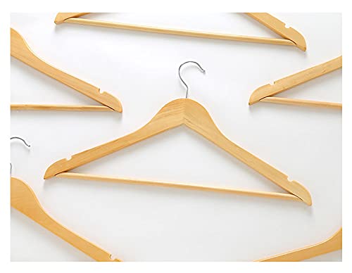 Gerneric 20 Pack Set Wooden Hangers Semi Contoured Hanger Solid Wood Coat Hangers with Stylish Chrome Hooks - Heavy-Duty Clothes, Jacket, Shirt, Pants, Suit Curved Hangers Brown