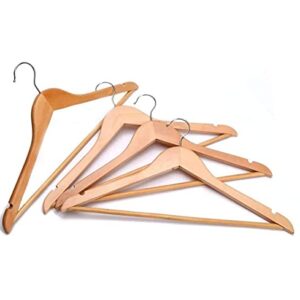 Gerneric 20 Pack Set Wooden Hangers Semi Contoured Hanger Solid Wood Coat Hangers with Stylish Chrome Hooks - Heavy-Duty Clothes, Jacket, Shirt, Pants, Suit Curved Hangers Brown