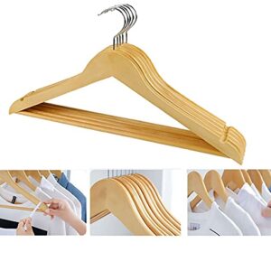 Gerneric 20 Pack Set Wooden Hangers Semi Contoured Hanger Solid Wood Coat Hangers with Stylish Chrome Hooks - Heavy-Duty Clothes, Jacket, Shirt, Pants, Suit Curved Hangers Brown