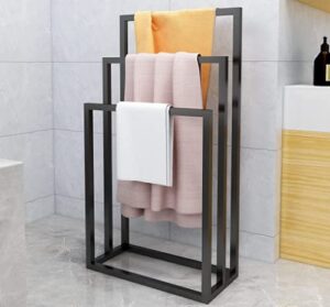 metal towel rack 3 tiers hand towel holder organizer for bathroom accessories, black