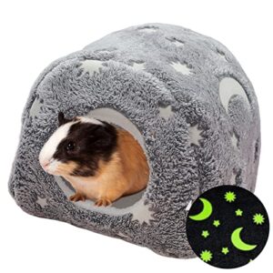 leerking luminous guinea pig bed house cozy rabbit bunny hedgehog ferret chinchilla hamster hideout beds small animal pet cage accessories supplies,grey