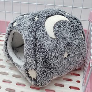 LeerKing Luminous Guinea Pig Bed House Cozy Rabbit Bunny Hedgehog Ferret Chinchilla Hamster Hideout Beds Small Animal Pet Cage Accessories Supplies,Grey