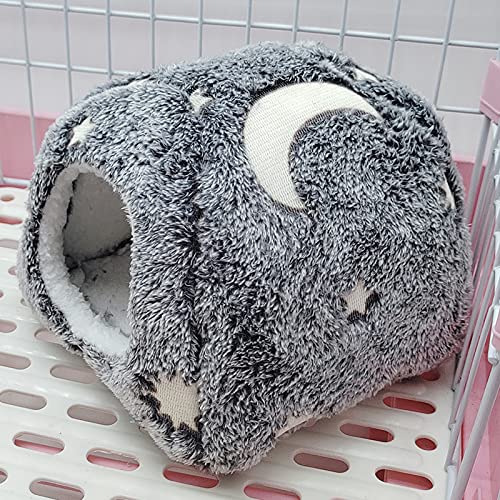 LeerKing Luminous Guinea Pig Bed House Cozy Rabbit Bunny Hedgehog Ferret Chinchilla Hamster Hideout Beds Small Animal Pet Cage Accessories Supplies,Grey