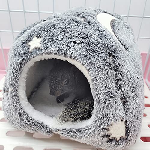 LeerKing Luminous Guinea Pig Bed House Cozy Rabbit Bunny Hedgehog Ferret Chinchilla Hamster Hideout Beds Small Animal Pet Cage Accessories Supplies,Grey