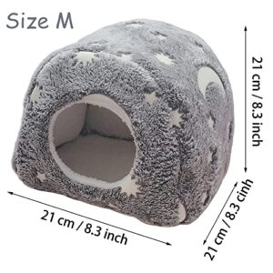 LeerKing Luminous Guinea Pig Bed House Cozy Rabbit Bunny Hedgehog Ferret Chinchilla Hamster Hideout Beds Small Animal Pet Cage Accessories Supplies,Grey