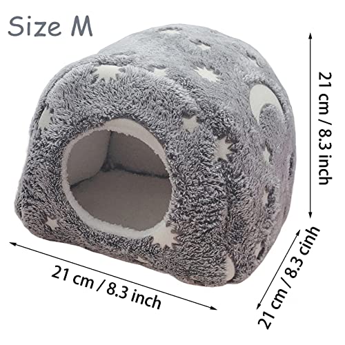 LeerKing Luminous Guinea Pig Bed House Cozy Rabbit Bunny Hedgehog Ferret Chinchilla Hamster Hideout Beds Small Animal Pet Cage Accessories Supplies,Grey