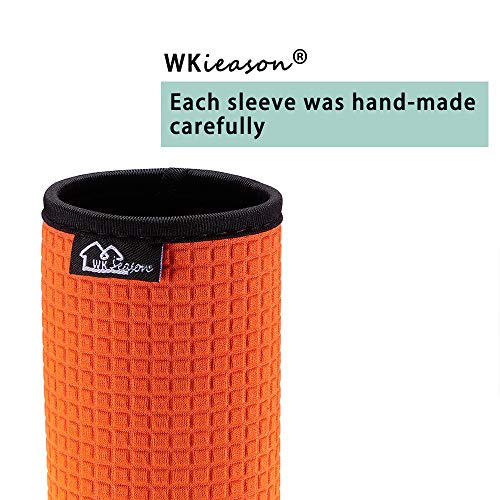 WK IEASON 16oz Standard Can Sleeves Insulators Sleeves Standard Can Covers 16OZ Neoprene Beer Bottle Sleeves Coolers Holder Non-slip Neoprene Can Coolier Sleeves 4PC Pack (16OZ, Black/Red/Yellow/Blue)