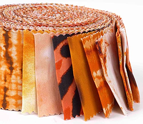 Soimoi 40Pcs Tie Dye Print Cotton Precut Fabrics for Quilting Craft Strips 2.5x42inches Jelly Roll - Orange