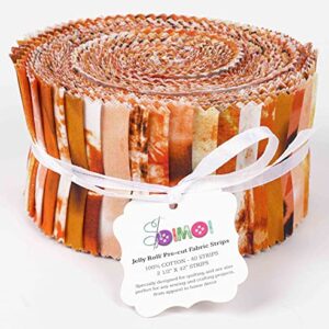 Soimoi 40Pcs Tie Dye Print Cotton Precut Fabrics for Quilting Craft Strips 2.5x42inches Jelly Roll - Orange