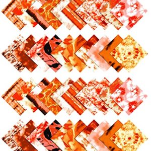 Soimoi 40Pcs Tie Dye Print Cotton Precut Fabrics for Quilting Craft Strips 2.5x42inches Jelly Roll - Orange