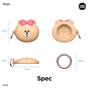 elago l LINE Friends Silicone Case Compatible with Apple AirTag Tracker - Full Protection, Keychain Included, Slim and Simple Design, Scratch-Free, Drop Protection [Official Merchandise] (Choco)