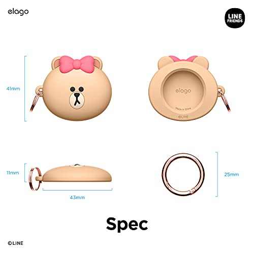 elago l LINE Friends Silicone Case Compatible with Apple AirTag Tracker - Full Protection, Keychain Included, Slim and Simple Design, Scratch-Free, Drop Protection [Official Merchandise] (Choco)