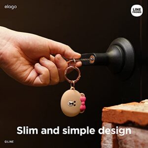 elago l LINE Friends Silicone Case Compatible with Apple AirTag Tracker - Full Protection, Keychain Included, Slim and Simple Design, Scratch-Free, Drop Protection [Official Merchandise] (Choco)