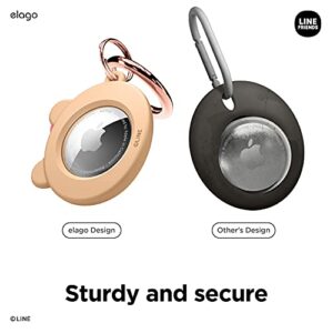 elago l LINE Friends Silicone Case Compatible with Apple AirTag Tracker - Full Protection, Keychain Included, Slim and Simple Design, Scratch-Free, Drop Protection [Official Merchandise] (Choco)