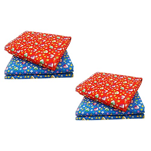 JT PET Guinea Pig Cage Liner Fleece Cage Liners Washable Reusable Waterproof Pee Pads Hamster Bedding Extra Large Dog Crate Lining, Guinea Pig Print Red and Blue, Set of 4 (47"x24")