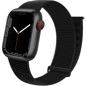 GZ GZHISY Sport Loop Nylon Band Compatible with Apple Watch Band 38mm 40mm 41mm 42mm 44mm 45mm 49mm Ultra iWatch Series 8 7 6 SE 5 4 3 2 1 Strap, Fit for iPhone Watch Band Women Men Stretchy Elastic Braided, 42mm/44mm/45mm/49mm Dark Black