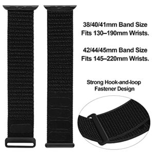 GZ GZHISY Sport Loop Nylon Band Compatible with Apple Watch Band 38mm 40mm 41mm 42mm 44mm 45mm 49mm Ultra iWatch Series 8 7 6 SE 5 4 3 2 1 Strap, Fit for iPhone Watch Band Women Men Stretchy Elastic Braided, 42mm/44mm/45mm/49mm Dark Black