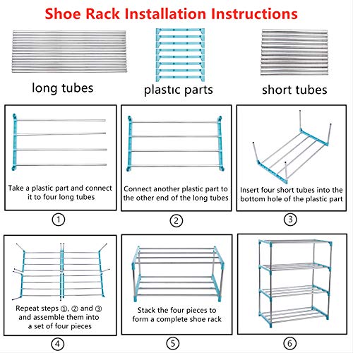 Xerhnan 3-Tier Stackable Small Shoe Rack, Lightweight Shoe Shelf Storage Organizer for Entryway, Hallway and Closet(Blue)