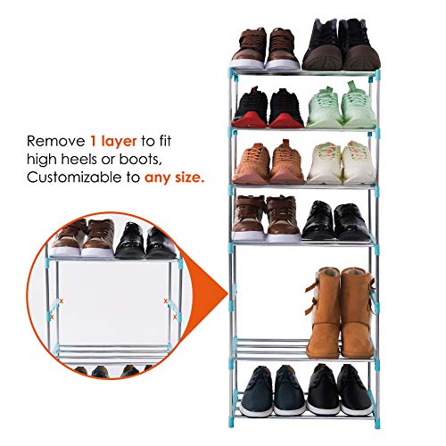 Xerhnan 3-Tier Stackable Small Shoe Rack, Lightweight Shoe Shelf Storage Organizer for Entryway, Hallway and Closet(Blue)