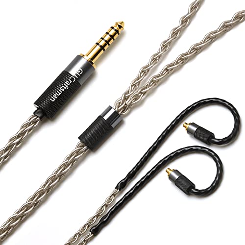 GUCraftsman 6N Single Crystal Silver Upgrade Earphone Cable 2.5mm/4.4mm Balance Earphone Upgrade Cable for Sennheiser IE300 IE900 IE600 (4.4mm Plug)