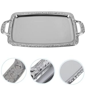 Cabilock Elegant Rectangular Silver Tray Mirrored Tray for Whiskey Decanter Candlesticks Vanity Perfume Tray and Snack Bread Breakfast Fruit Serving Tray Dish