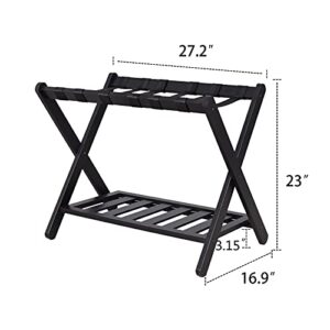 Unbrands Luggage Rack,Folding Luggage Rack with Shelf for Bedroom,Guest Room,Hotel,Black