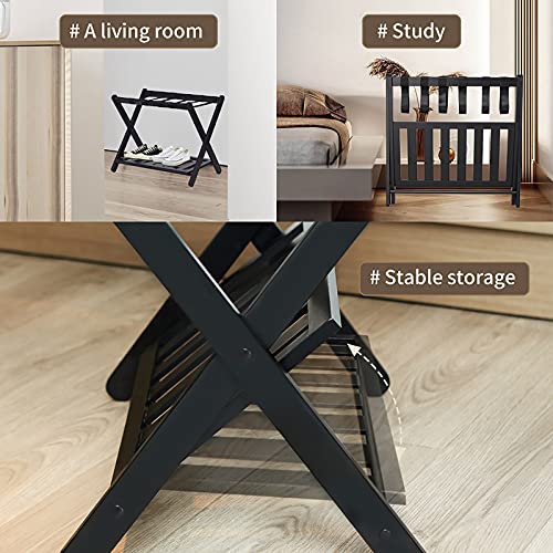 Unbrands Luggage Rack,Folding Luggage Rack with Shelf for Bedroom,Guest Room,Hotel,Black