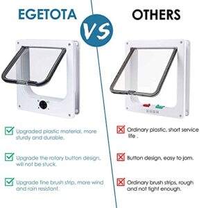 【Upgraded Version】 EGETOTA Cat Doors Flap, Magnetic Pet Door with 4 Way Locking for Interior Exterior Doors, Weatherproof Pet Door for Cats Doggie Kitties & Kittens, Easy Installation (White, M)