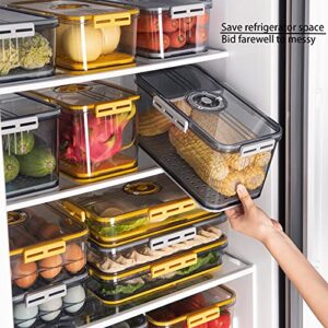 Refrigerator Organizer Bins,Stackable Produce Saver Organizer Bin Storage Containers with Removable Drain Tray for Fridge, Cabinets, Countertops and Pantry(Gray-S)