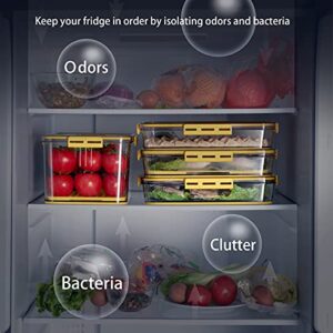 Refrigerator Organizer Bins,Stackable Produce Saver Organizer Bin Storage Containers with Removable Drain Tray for Fridge, Cabinets, Countertops and Pantry(Gray-S)
