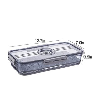 Refrigerator Organizer Bins,Stackable Produce Saver Organizer Bin Storage Containers with Removable Drain Tray for Fridge, Cabinets, Countertops and Pantry(Gray-S)