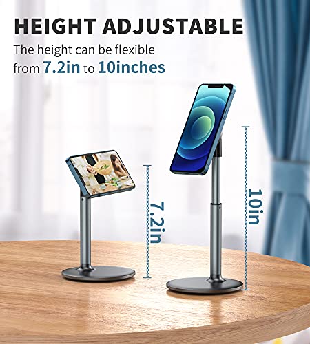 Magnetic Desk Phone Stand for iPhone 14/13/12 - Phone Holder Dock with 360°Rotation, Height&Tilt Adjustable for Office/Home Compatible with iPhone 14 Plus 13 12/13 12 Mini/13 12 Pro Max,Mag-Safe Case
