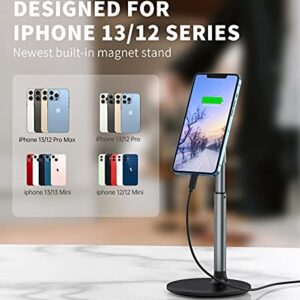 Magnetic Desk Phone Stand for iPhone 14/13/12 - Phone Holder Dock with 360°Rotation, Height&Tilt Adjustable for Office/Home Compatible with iPhone 14 Plus 13 12/13 12 Mini/13 12 Pro Max,Mag-Safe Case